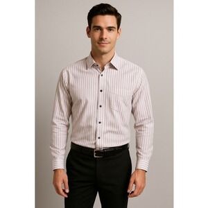 Comfort Zone Men's Striped Long Sleeve Dress Shirt Size 37/38 USA – Classic